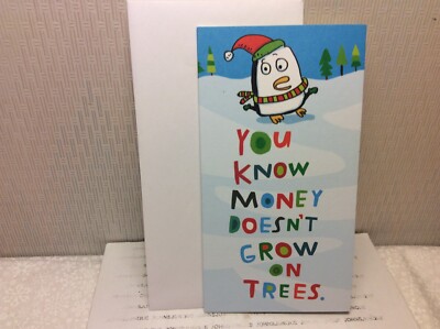 RSVP CHRISTMAS MONEY HOLDER CARD New w/Envelope ''Money doesn't grow on trees!''