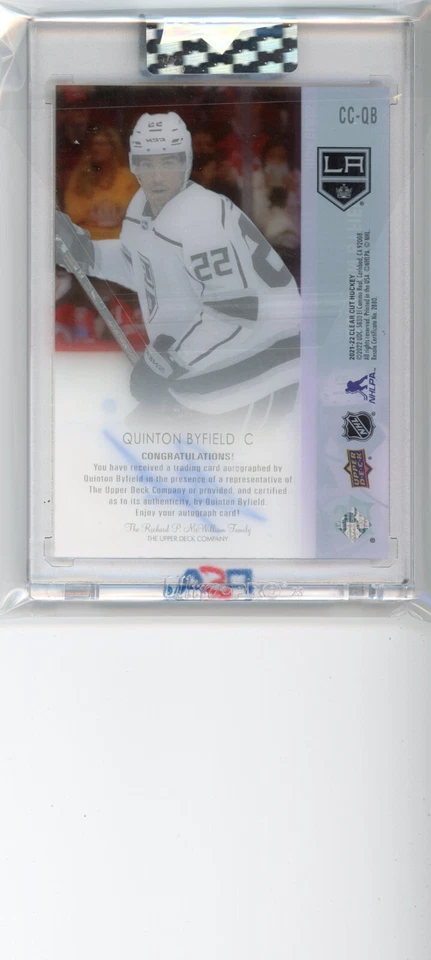 2021-22 Upper Deck Clear Cut Quinton Byfield High Gloss /10 Rookie RC Auto - Image 2 of 2