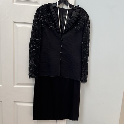 Unbranded  Vintage  Skirt Suit Women's Black Sequin Bust 36, Waist - 32