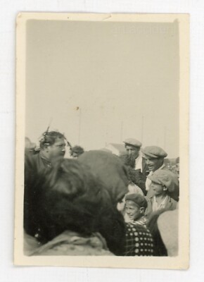 Snapshot - FACES IN THE CROWD Original Vintage Found Photo 1930s France Abstract