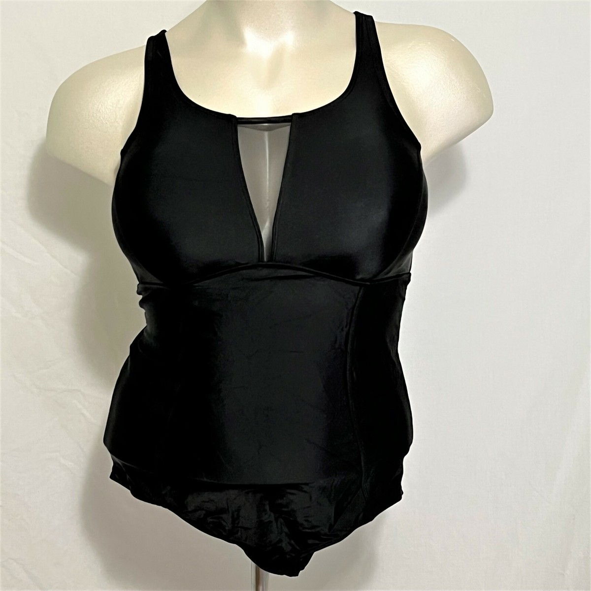 ブル Torrid Swimsuit Swim One Piece Wireless Mesh Inset Keyhole Black