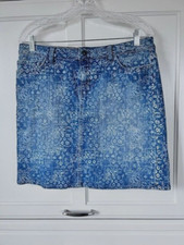 Tommy Hilfiger Denim Skirt Size 10 Blue Floral Paisley Print Mini 5 Pockets