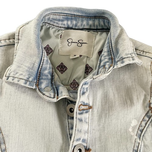 Jessica Simpson Girl's Size M Light denim sleeveless romper shorts Button Up - Picture 3 of 14