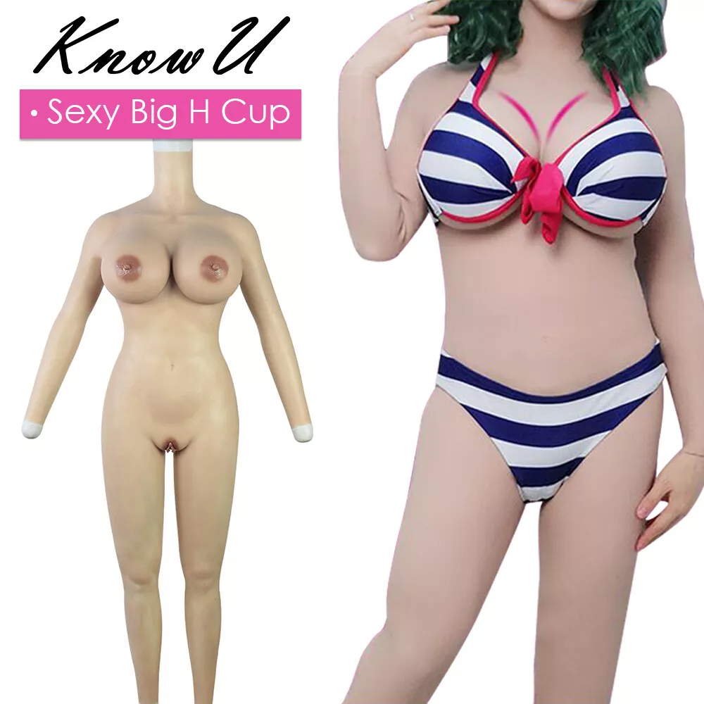 H Cup Dark Color Silicone Breast Forms Fullbody Suit Fake Boobs For  Transgender