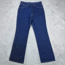 Vintage 70s Dickies Jeans Mens 29x29 Dark Blue Flawless USA Made Talon Zip