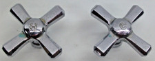 Vintage Sink Tap Handles Faucet Pair Hot Cold Turn Knob Metal Heavy H C