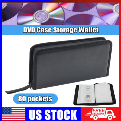 80 Disc CD Holder DVD Case Storage Wallet VCD Organizer PU Leather Zipper Bag US