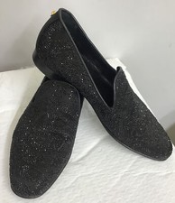 Versace Men’s Black Crystal On Satin Loafer Slip On Size 41