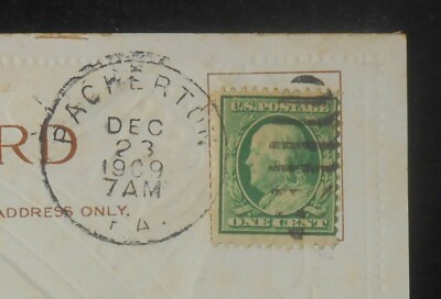 1909 POSTAL HISTORY Rare Postmark Merry Christmas Packerton PA Carbon ...