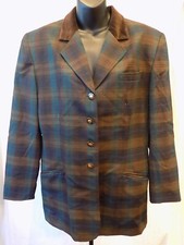 PENDLETON 100 Wool Green  Brown Tartan Plaid Blazer Size 14 USA 303 
