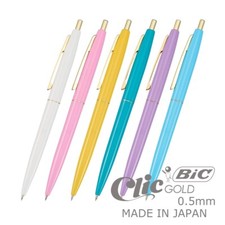Penna a sfera BIC Clic ORO 6 pezzi 0,5 mm inchiostro nero pastello corpo assortimento made in Japan