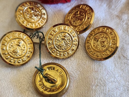 Lot De 6 Boutons Vintage En Métal Doré Vert Foncé | À Pied, Diamètre 1,9 Cm - Réf. 5366, Origine France