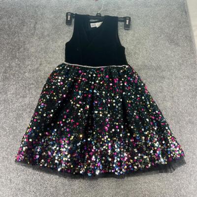 Blueberi Boulevard Sleevless Dress Black Sparkles Sequins Girls Size 8