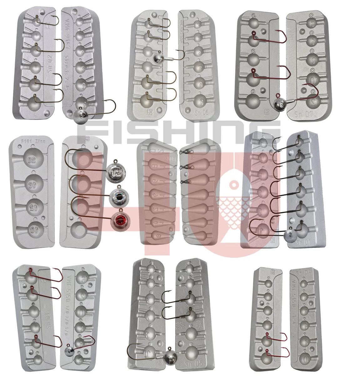 Fish Head Jig Mould 80-100-120g Uses VMC 5150 Hooks 10/0 Fishing