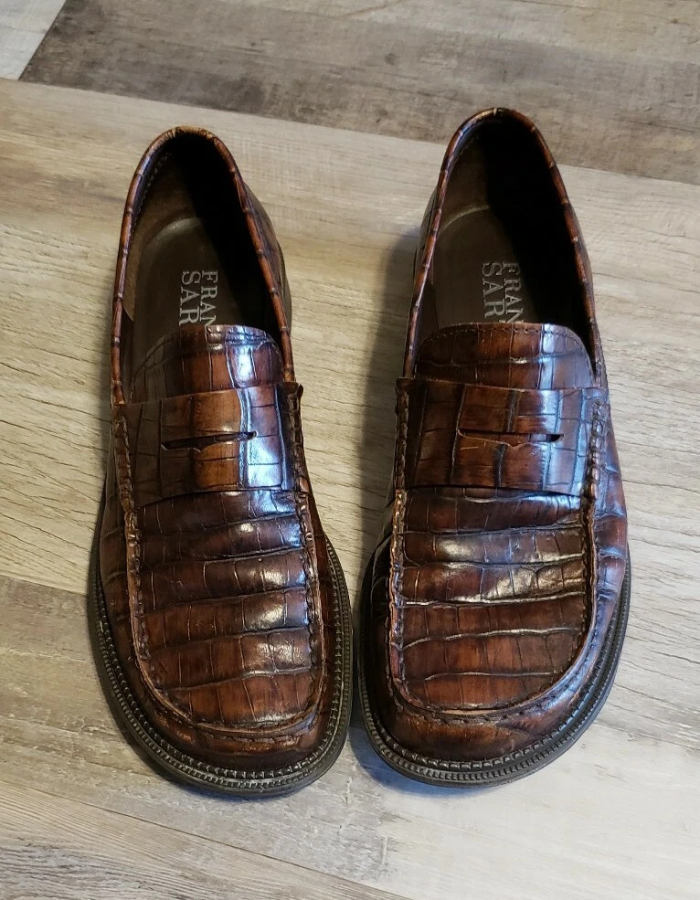 Franco Sarto Mens Penny Loafers Brown Leather Reptile Print 8.5 M 8 1 2