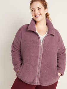 plus size sherpa zip up