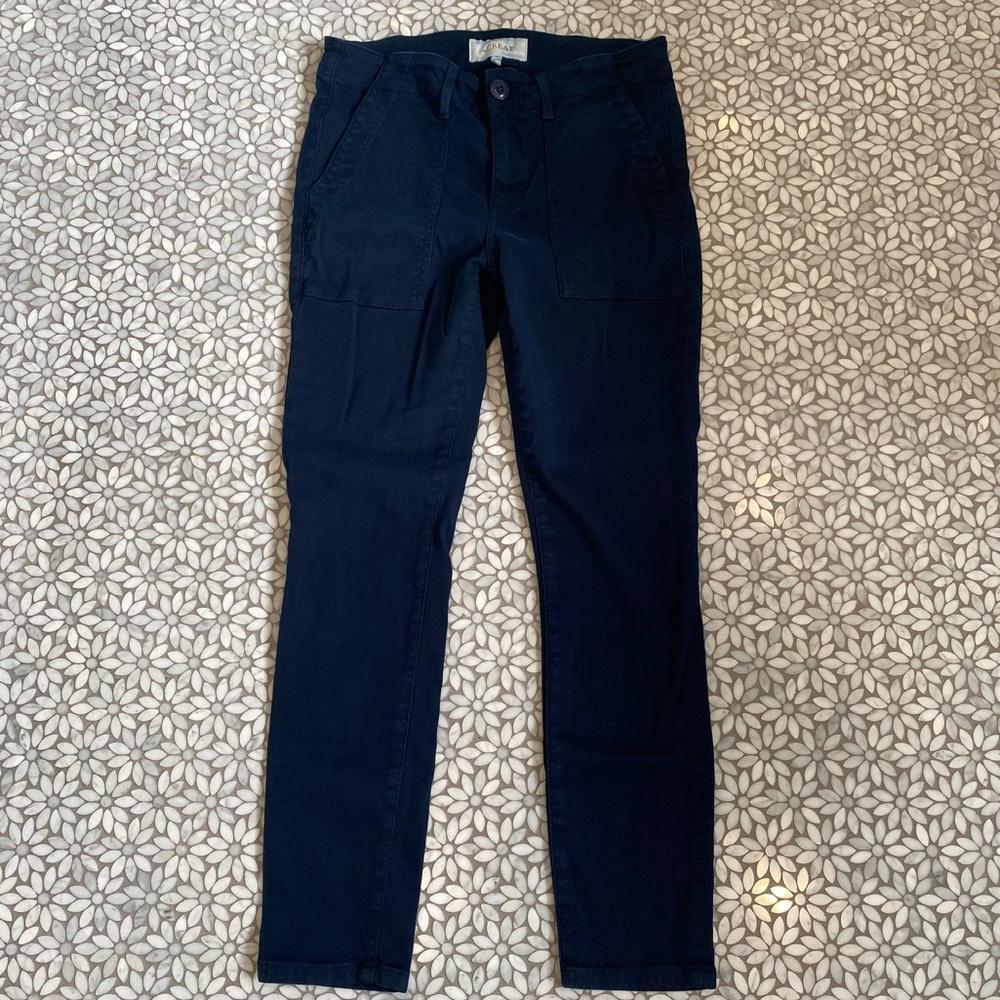 Women's The GREAT. Skinny Army Pants in Navy Blue, Size 28