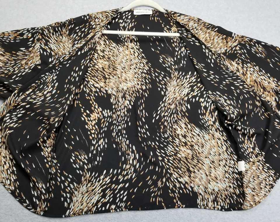 Top Kimono Veronica M Para Mujer Pequeño Abstracto Manga Corta Frente Abierto Boho Informal Foto 3 de 4