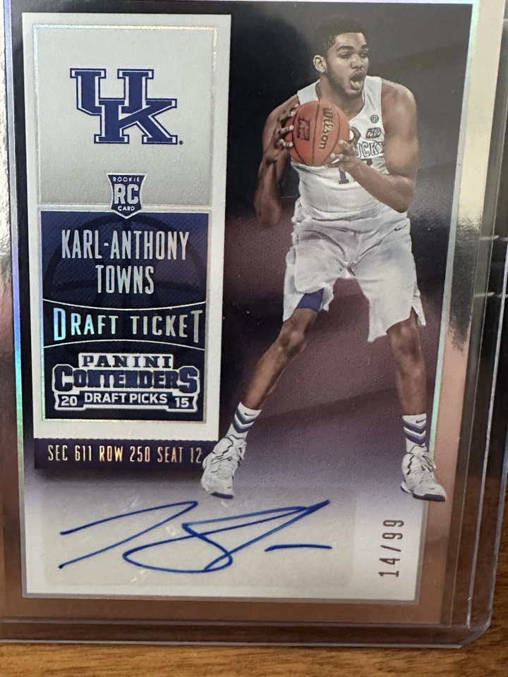 2015 Panini Contenders Draft Picks Karl Anthony Towns Rookie Auto /99 Knicks - Image 2 of 3