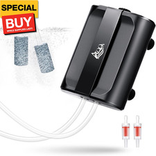 Aquarium Air Pump,3.5W 5W Dual Outlet Oxygen Pump with 2 Air Stone,Adjustable Ai