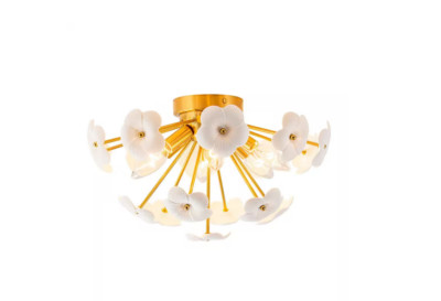 RRTYO Hiatt 16.1 in. 6-Light Gold Sputnik Starburst Flush Mount Ceiling Lighting