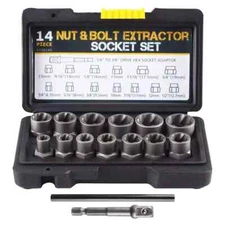 15pcs 3/8" Drive Impact Bolt Extractor Set Nut Remover Extraction Socket Tools