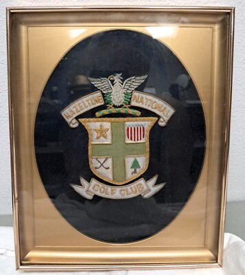 RARE Hazeltine National Golf Club Vintage Logo Framed Patch padded 3D Gold Threa