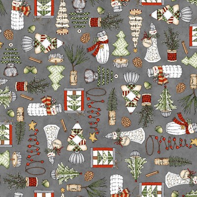 Maywood Homemade Holidays by Kris Lammers 10551 K Grey Decorations Cotton