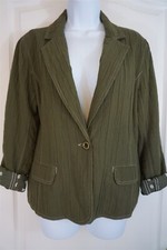 Chico's One Button Cotton Blazer Green Size 1 8-10 M