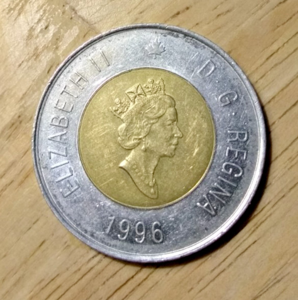 1996 Canadian 2 Dollar Toonie Bi-Metal Queen Elizabeth II Circulated Exact Coin