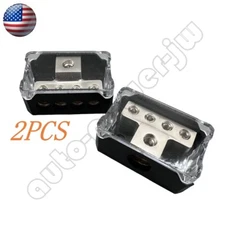 2Pcs Power Ground Amp Distribution Block 0/2/4 Gauge Input 4/8/10 Gauge Output