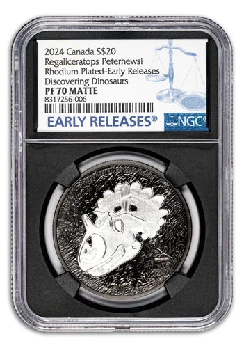 2024 Canada Silver Discovering Dinosaurs Regaliceratops Horned Face NGC PF70 ER