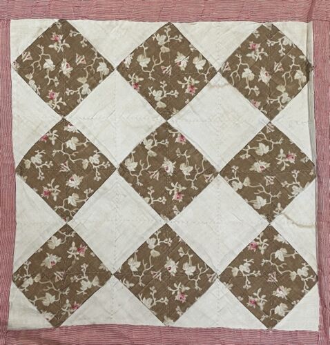 BELLISSIMA TRAPUNTA ANTICA/VINTAGE TRAPUNTATA A MANO PATCHWORK CUTTER DBL ROSA, BLU ECC - Foto 5 di 19
