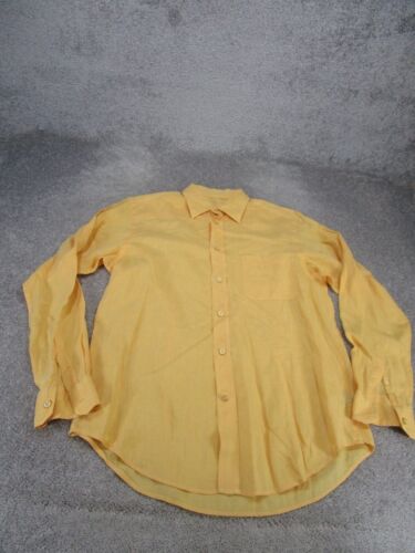Zegna Sport Shirt Mens Large Yellow Linen Button Up