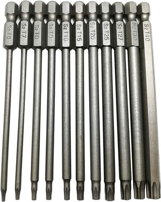 Long Torx Security Head Screwdriver Drill Set 1/4 Inch Hex Shank T6 T7 T8 T9 T1