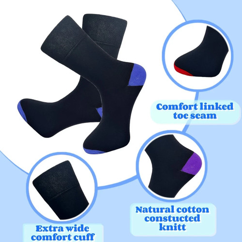 Diabetic Socks for Men Soft Grip Comfortable Loose Tops cotton 6-11 Multipack - Picture 7 of 30