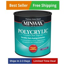 63333 Clear Polycrylic Water-Based Protective Finish Satin, Quart, 1 Quarts P...
