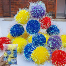 10 Pieces Sparkle Pom Pom Balls for Cat - Interactive Glitter Balls, Multicolor,