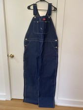 NWT Dickies Men's 40x32 Indigo Bib Overalls Dark Wash Denim Boot Cut Tool Pocket