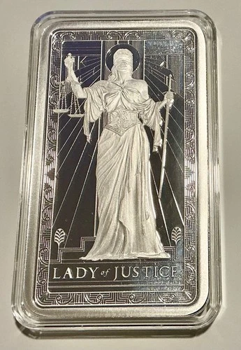 PAMP 10 oz Silver Bar Lady of Justice .999 Fine Silver in Capsule