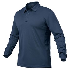 Men's Lightweight Long Sleeve Polo Shirt Performance Tactical Casual Outdoor Hik