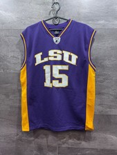 Vintage LSU Tigers #15 Basketball Jersey Starter Team Purple Gold Size L