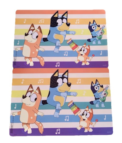 Placemats Bluey Friends Music Dance Design Set of 2 Plastic 11.75” x17.625” NEW - Picture 2 of 13