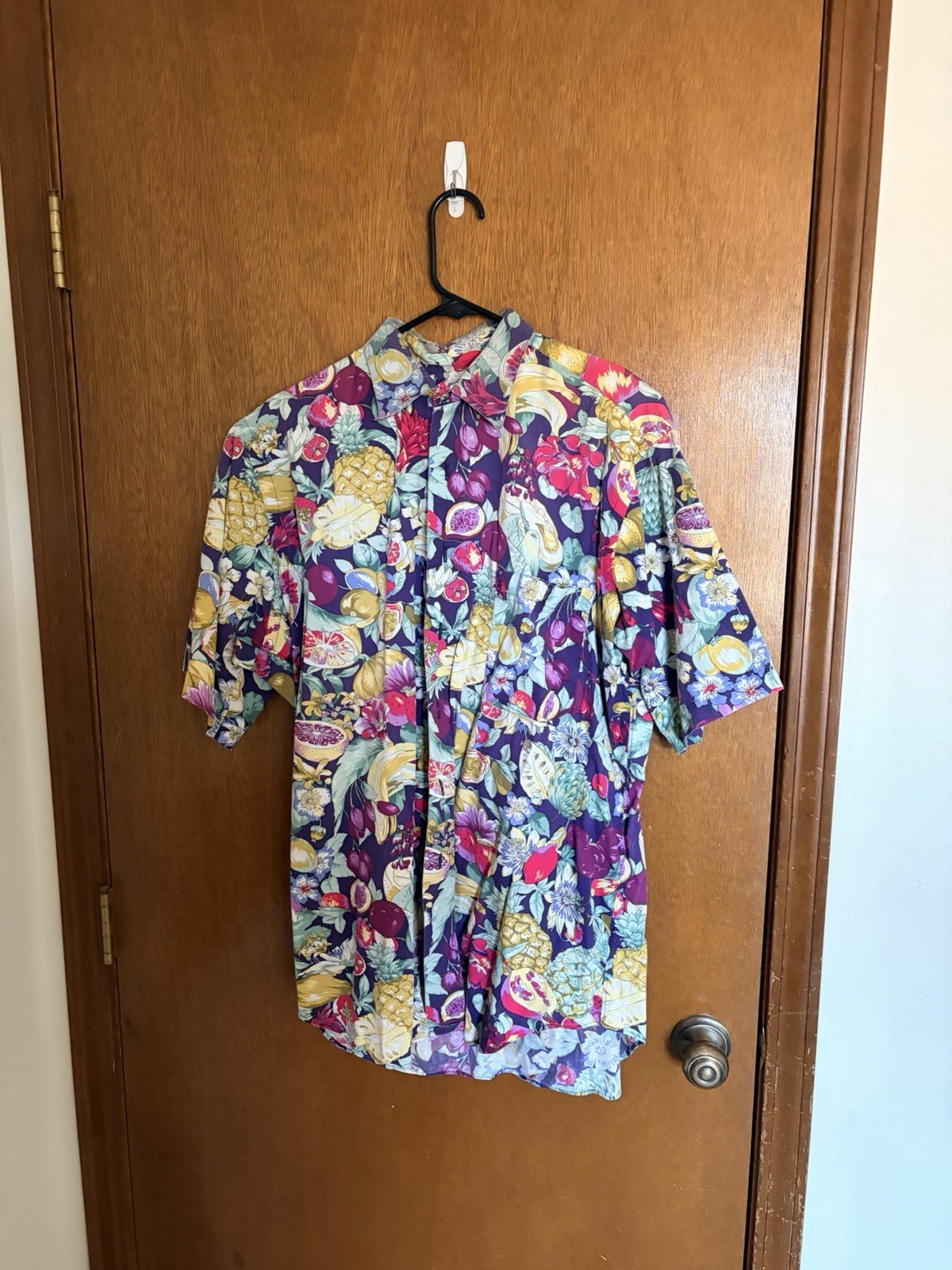 Floral Hawaiian Shirt Tropical Print, Short Sleeve, Button-Up Size Large