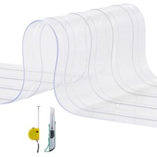 Uimoso Strip Curtain Ribbed PVC Door Curtain 164'x8" Roll Cooler Freezer Plastic