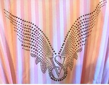 Victoria  s Secret Fashion Show 2025 XS/S Rhinestone Angel Wings Robe Stripe New