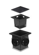 12x12 Catch Basin Kit w/ Grate Debris Basket, 4-Outlets, Lawn Drain