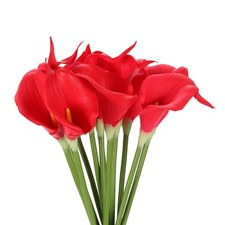 12Pcs 13 Inch Artificial Calla Lily Fake Flowers Real Touch Red/Yellow 