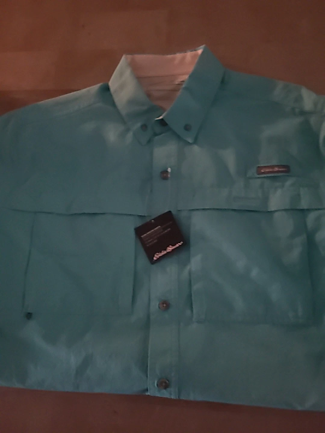 Eddie Bauer Men's Medium Ripstop Guide Fishing Short Sleeve Shirt Turquoise
Opens in a new window or