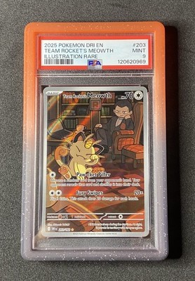 Team Rocket's Meowth 203/182 Sv10: Destined Rivals Holo for